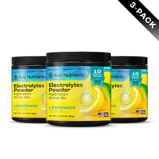Lemonade - 270 servings Three packs of Electrolyte Recovery Plus Powder, a sugar-free hydration drink (Lemonade flavor).