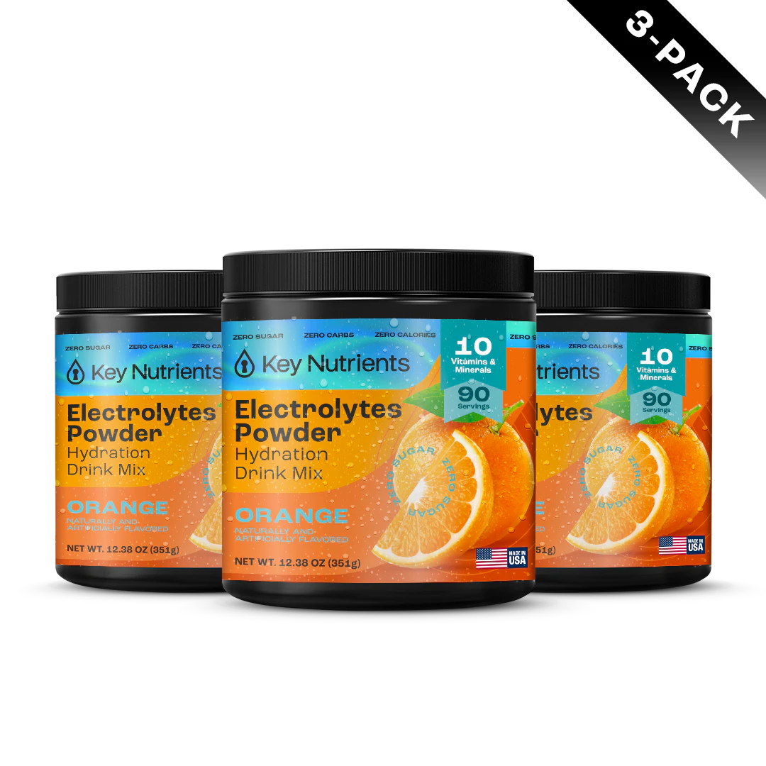 3-Pack of Electrolyte Recovery Plus Powder in orange for electrolyte replenishment.