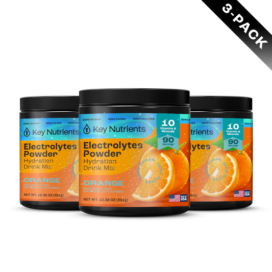 Orange - 270 servings 3-Pack of Electrolyte Recovery Plus Powder in orange for electrolyte replenishment.