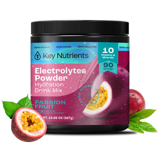 Passion Fruit - 90 servings Electrolyte Recovery Plus Powder, zero calories passion fruit flavor, vitamin-rich for optimal hydration.