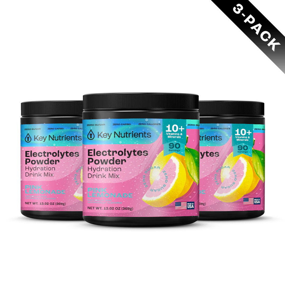 3-pack of Electrolyte Recovery Plus Powder, Pink Lemonade flavor, for optimal hydration, sugar-free.