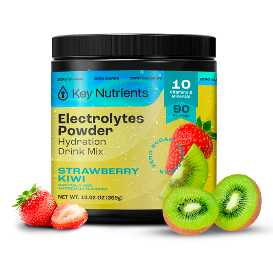 Strawberry Kiwi - 90 servings Electrolyte Recovery Plus Powder (Sugar-Free), zero-calorie, strawberries & kiwi, 10 vitamins, 90 servings.