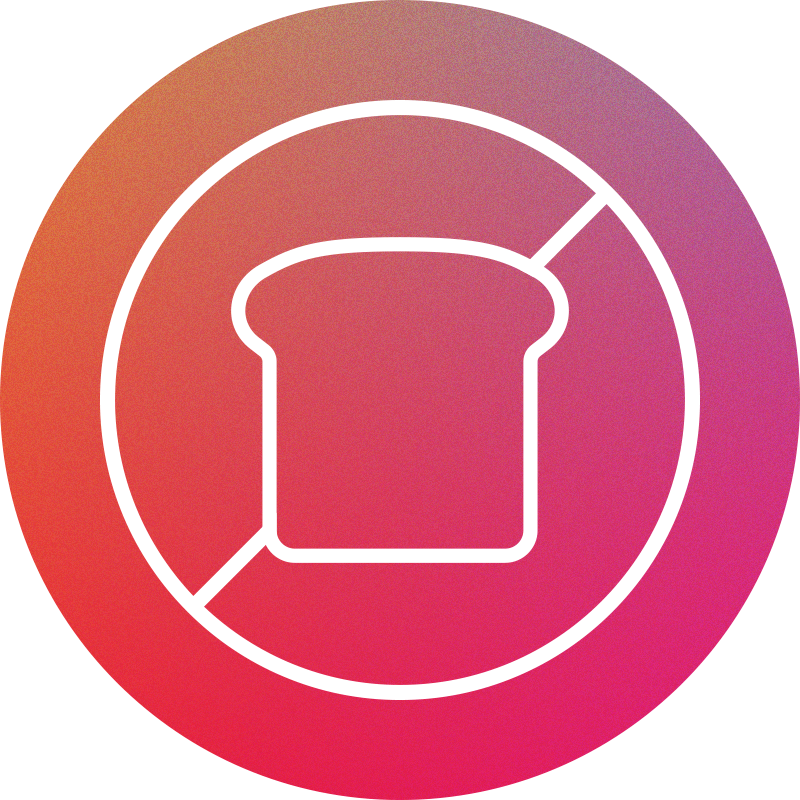 No bread symbol on a gradient background.