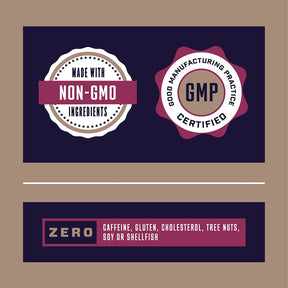 non-GMO, GMP, zero calories, gluten, etc claims