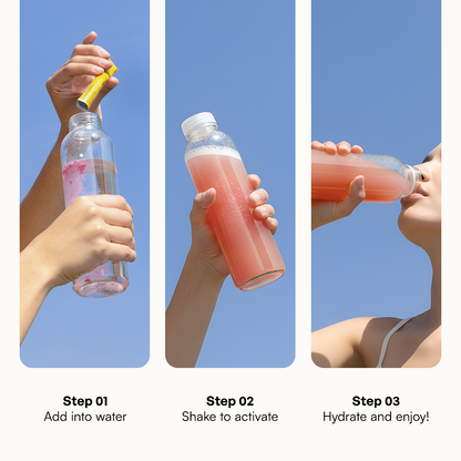 Three steps: Add Electrolyte Recovery Plus Powder to water, shake, then drink the sugar-free beverage.