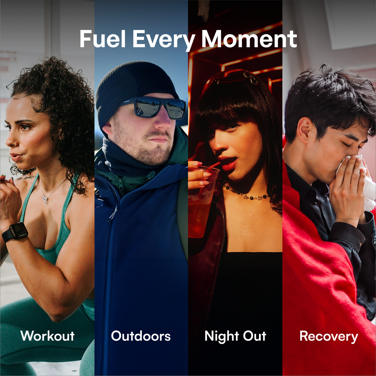 Electrolyte Capsules: sugar-free hydration support for workouts, outdoor fun, and nights out.