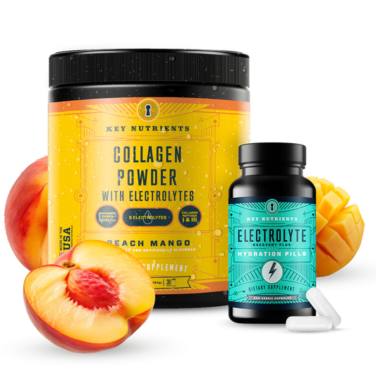 Default Title The Beauty Kit includes collagen powder and hydration pills, with peaches and mango as delightful extras.