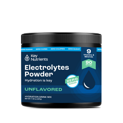 A container of Electrolyte Recovery Plus Powder (Sugar-Free) provides 90 servings, making it ideal for your hydration drink needs while being keto diet friendly with zero sugar and carbs.