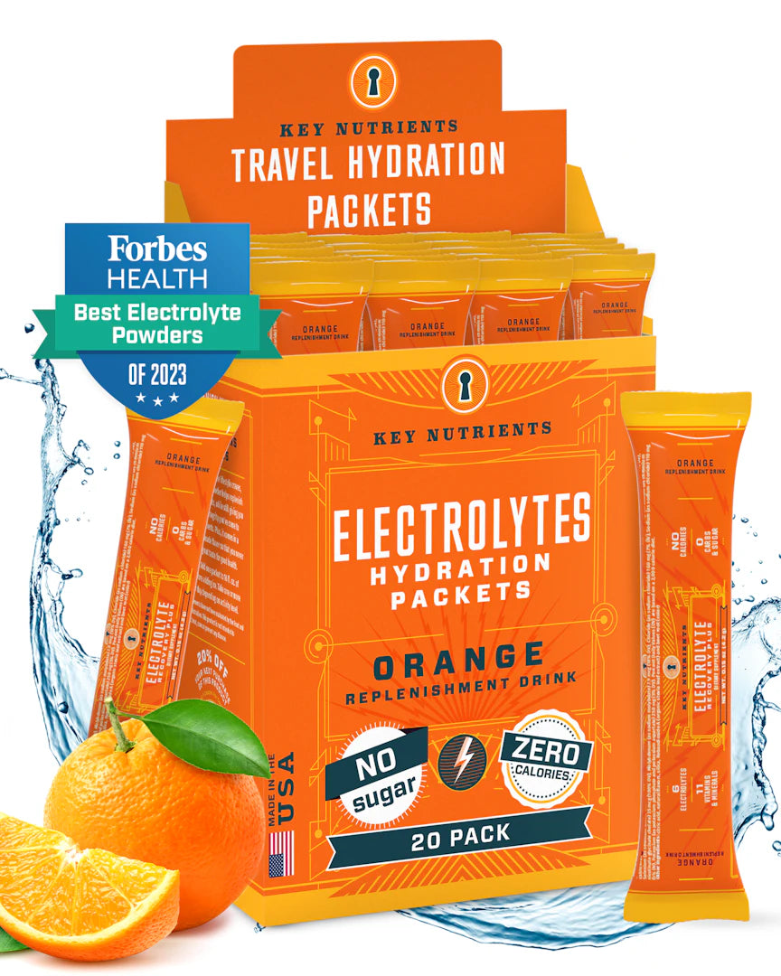 orange Electrolyte recovery plus powder travel packets