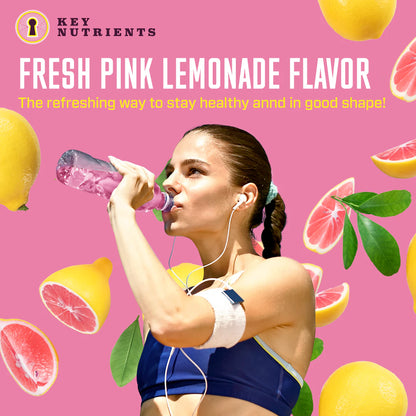 drinking pink lemonade Electrolyte Recovery Plus Powder