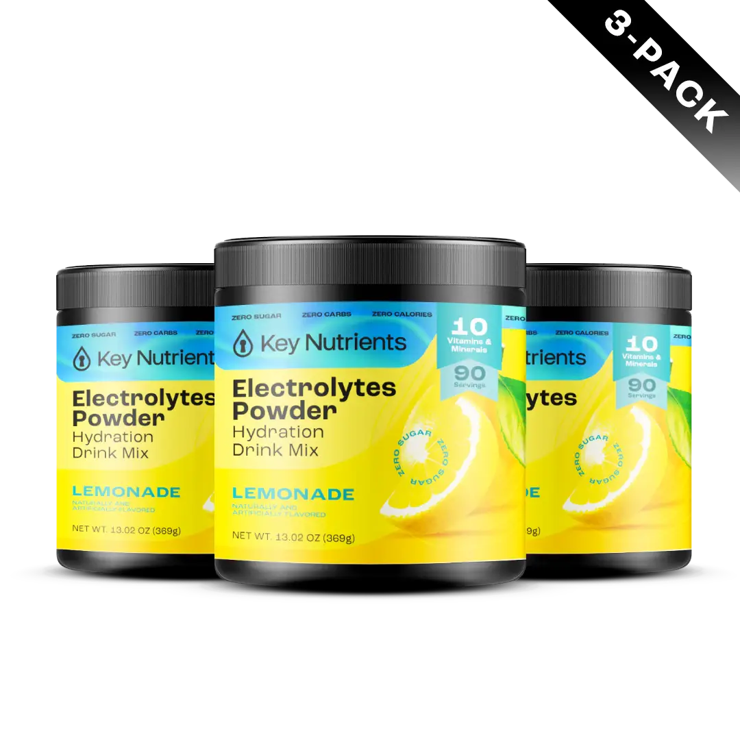 Get a three-pack of Electrolyte Recovery Plus Powder (Sugar-Free) in lemonade flavor, featuring vitamins and zero sugar. This hydration drink is Keto Diet Friendly, making it an ideal choice for those seeking balance and refreshment.