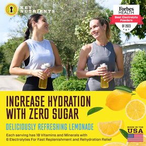 hydrating w/ zero sugar lemonade electrolyte drink