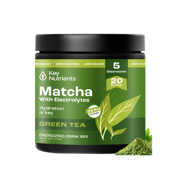 Enjoy a refreshing boost with our Matcha Powder with Electrolytes. This zero-sugar green tea matcha powder container offers 20 servings, perfect for staying hydrated.