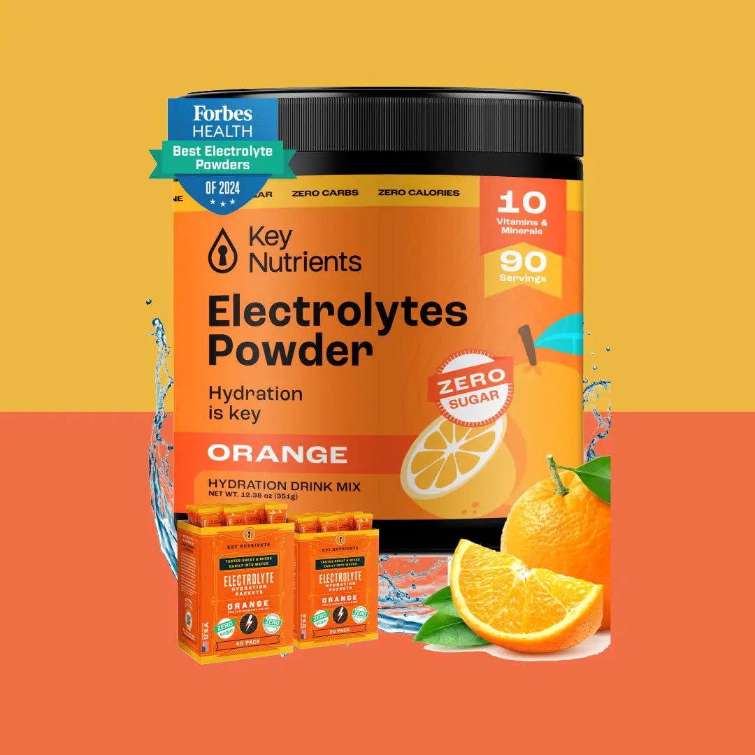 Introducing Electrolyte Recovery Plus Powder (Sugar-Free)—your ideal hydration drink with citrus slices and water splashes! Perfect for the keto diet, it's crafted to keep you refreshed and balanced.