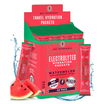 Box of Electrolyte Recovery Plus Powder (Sugar-Free) in watermelon flavor, ideally crafted for a refreshing hydration drink when mixed with water. It's keto-friendly and enriched with essential electrolytes to keep you energized.