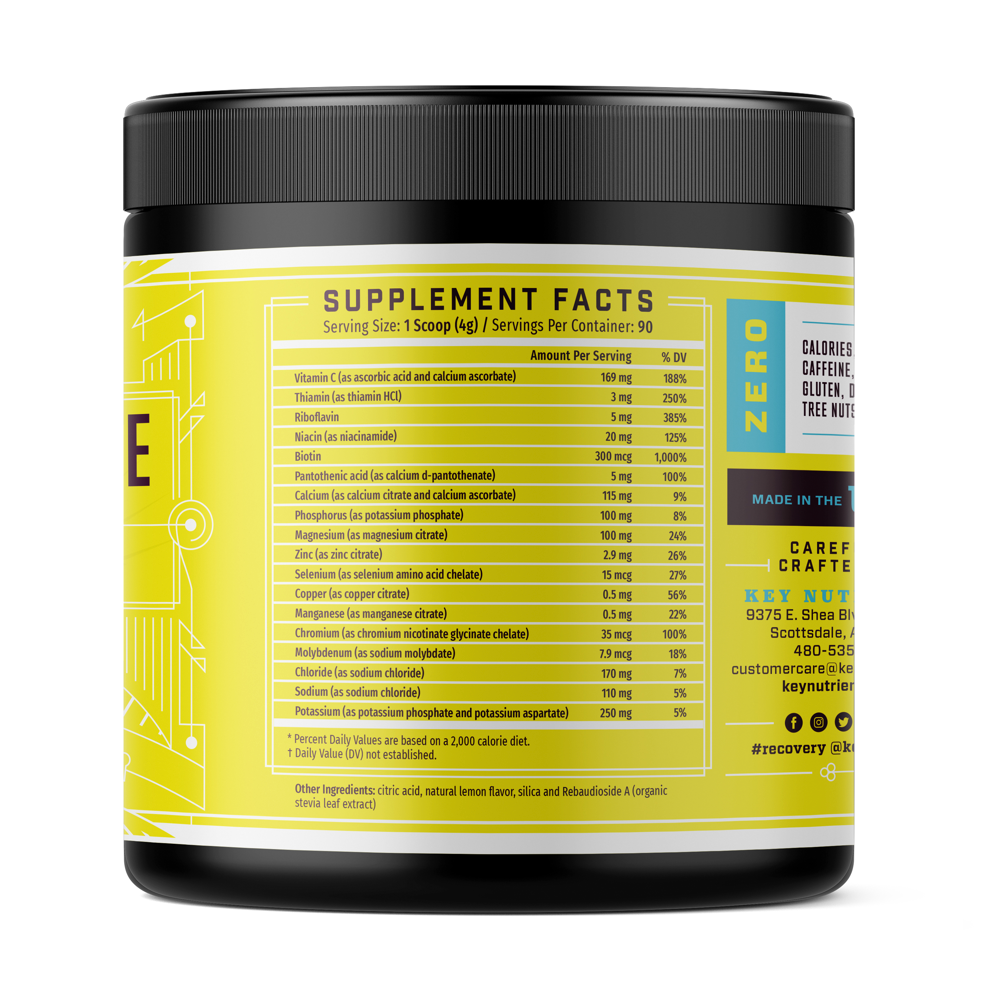 Supplement facts of Electrolyte Recovery Plus Powder (Sugar-Free)