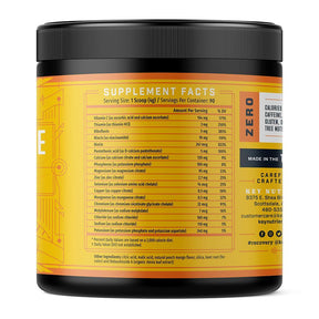 supplement facts of Electrolyte Recovery Plus Powder
