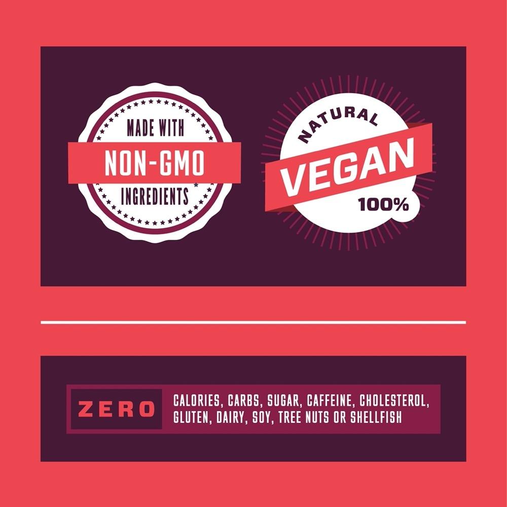 non-gmo, vegan, zero calories, sugar claims