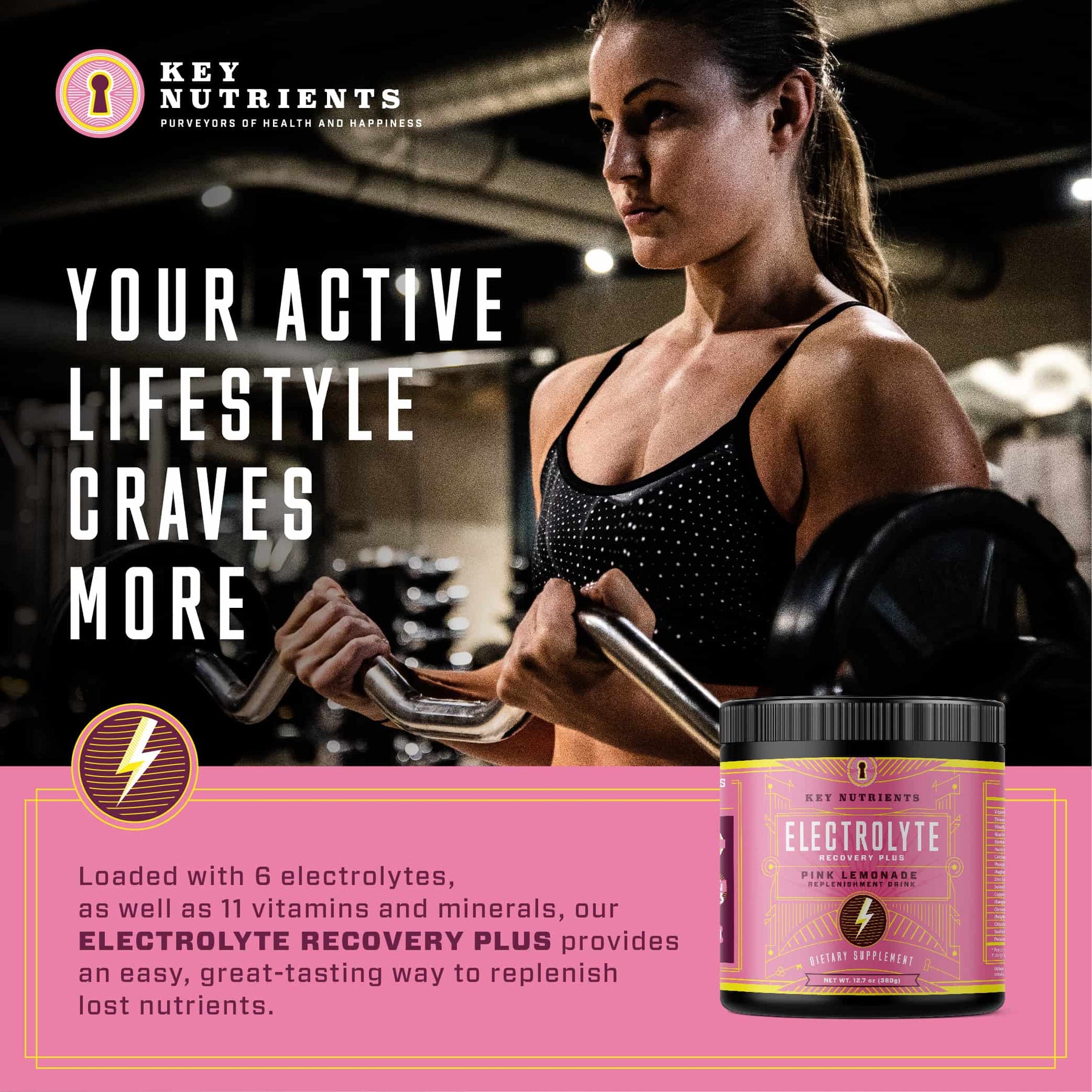lifting weights w/ Electrolyte Recovery Plus Powder